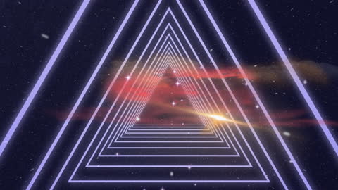 Abstract Glowing Triangles in Starry Space Background