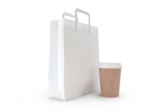 Mockup Transparent Disposable Coffee Cup and Parcel Bag - Download Free Stock Videos Pikwizard.com