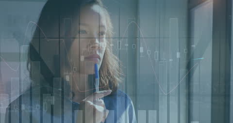 Businesswoman Analyzing Financial Data Dynamics