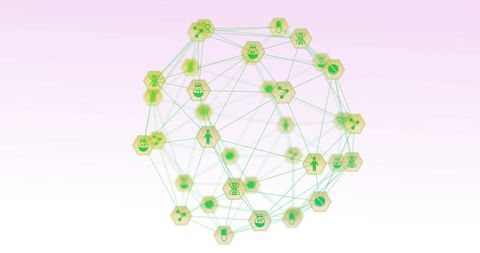 Global Science Network with Technology Icons Pastel Background
