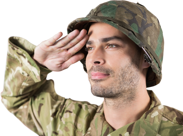 Close Up of Confident Soldier Saluting in Transparent Background - Download Free Stock Videos Pikwizard.com