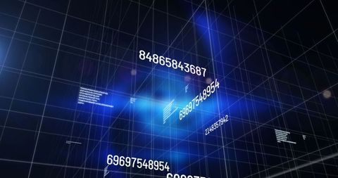 Digital Data Processing Over Grid with Glowing Blue Background - Download Free Stock Images Pikwizard.com