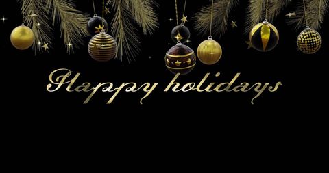 Elegant happy holidays background with golden ornaments