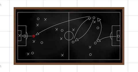 Chalkboard Soccer Strategy Diagram with Tactics