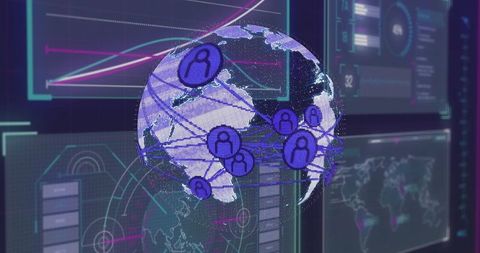 Digital Globe with Global Network Connections on Futuristic Interface