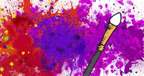 Abstract color splash with paintbrush celebrating creativity