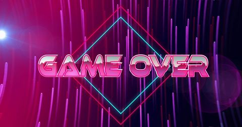 Retro arcade game over screen with neon design