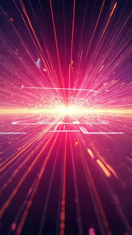 Glowing Horizon Sending Neon Lines Racing Through Futuristic Cyber Tunnel Vertical Video