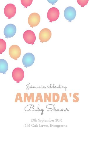 Colorful balloon baby shower invitation design