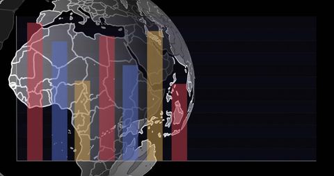 digital interface with spinning globe and bar graphs - Download Free Stock Images Pikwizard.com