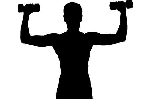 Transparent sportswoman lifting dumbbells isolated