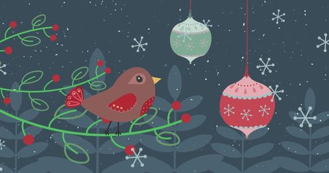 Festive Bird with Christmas Ornaments in Scenic Design - Download Free Stock Images Pikwizard.com