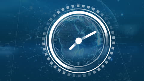 Digital Clock Overlay on Global Connection Network