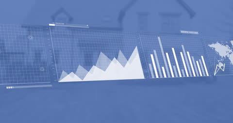 Digital Data Charts Overlaying Residential House Image