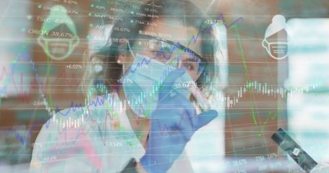 Scientist Analyzing Data in Laboratory with Futuristic Interface