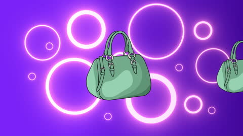 Animated Stylish Handbags with Neon Circles