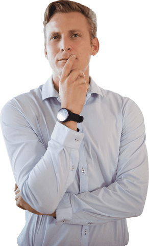 Thoughtful Young Man in Transparent Background with Watch - Download Free Stock Videos Pikwizard.com
