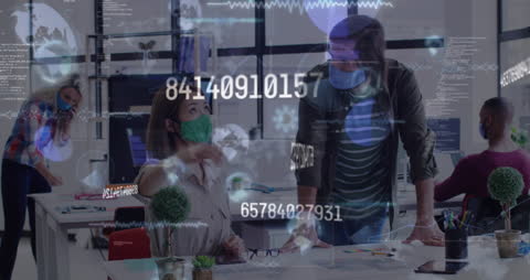 Business Team Analyzing Data with Technological Interface