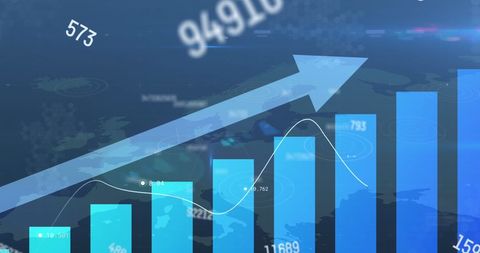 Growing Line and Bar Graph over World Map Concept - Download Free Stock Images Pikwizard.com
