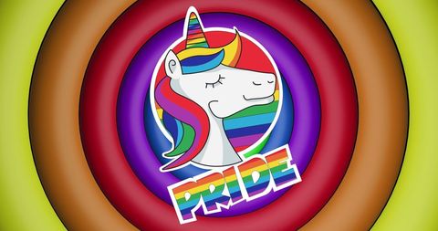 Rainbow Unicorn with Pride Text Amid Movement