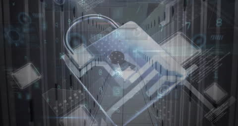 Cyber Security Concept with Lock and Circuit Overlay