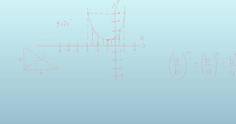 mathematical equations on blue background with graph and triangles - Download Free Stock Images Pikwizard.com