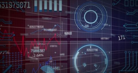 Futuristic Data Interface with Dynamic Charts and Diagrams - Download Free Stock Images Pikwizard.com