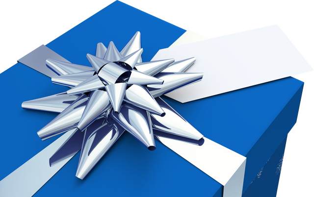 Transparent Blue Gift Box with Silver Bow and Gift Tag - Download Free Stock Videos Pikwizard.com