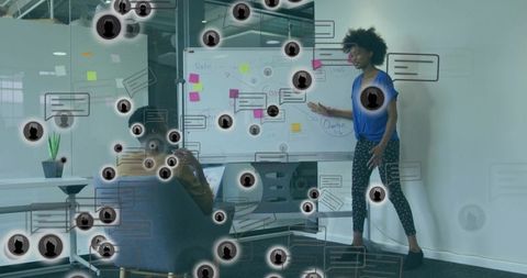 Innovative Team Collaboration in Modern Office with Digital Elements