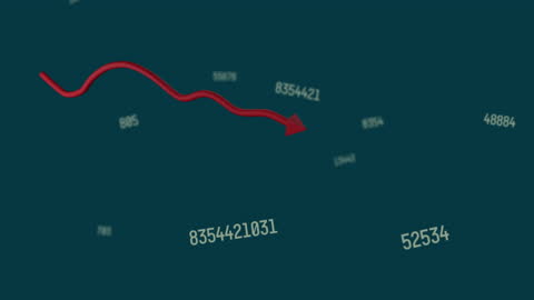 Flowing Data Stream with Red Arrow Line and Figures