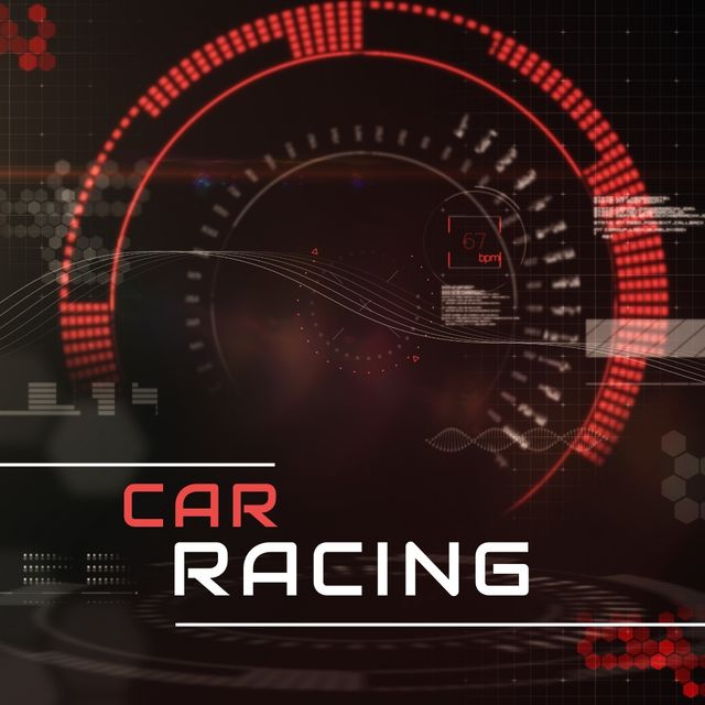 Digitally generated image of car racing text with speedometer, copy space - Download Free Stock Videos Pikwizard.com