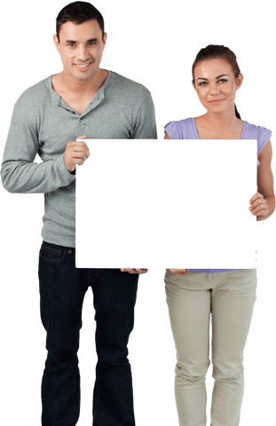 Attractive Couple Holding Blank Transparent Card for Advertisement - Download Free Stock Videos Pikwizard.com