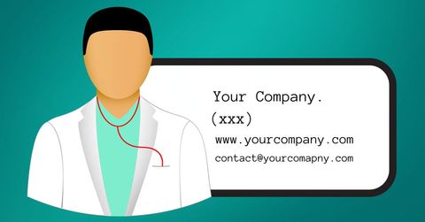 Healthcare professional with stethoscope on presentation card