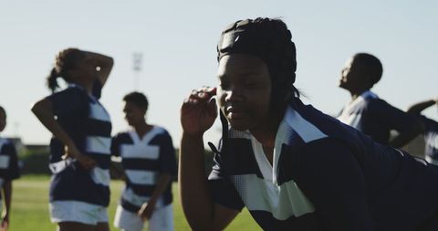 Focused Teen Rugby Player Highlighting Determination