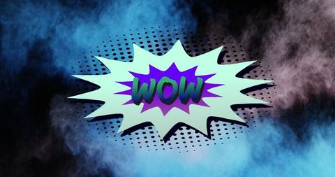 Retro Speech Bubble with WOW Text Amidst Cloud of Smoke