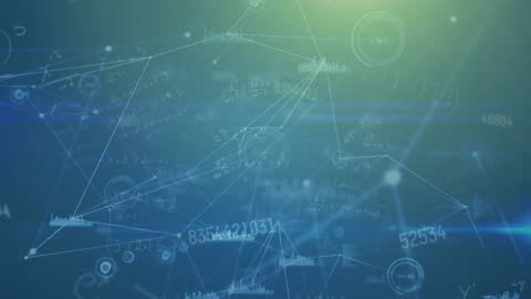 Abstract Network with Numbers and Mathematical Diagrams