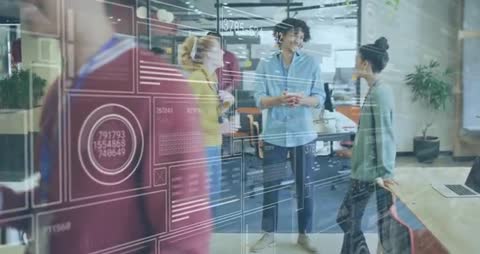 Team Collaboration with Interactive Data Graphics in Tech Office