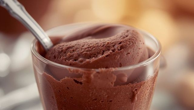 Decadent Chocolate Mousse in Glass Cup with Spoon