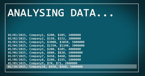 Digital data analysis processing on blue background