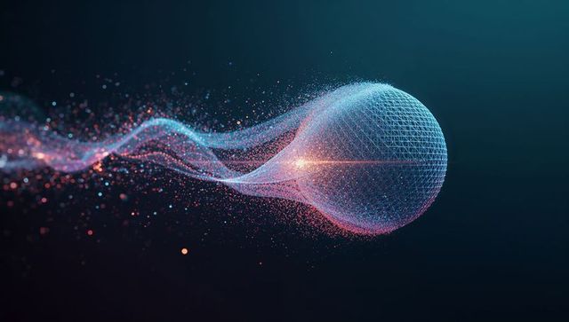 Wireframe sphere emits dynamic light in 3d space