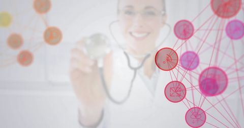 Doctor Interacting with Digital Network Interface - Download Free Stock Images Pikwizard.com