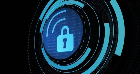 Digital Security Lock amidst Futuristic Data Symbols - Download Free Stock Images Pikwizard.com