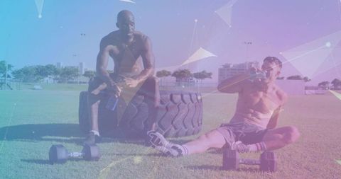 Athletic Partners Resting After Intense Outdoor Workout