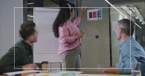 Team Collaboration during Innovative Strategy Presentation in Office