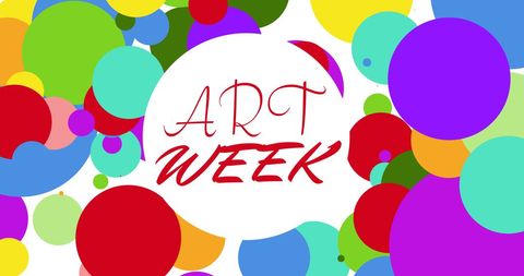 Art Week Celebration with Colorful Dots on White Background