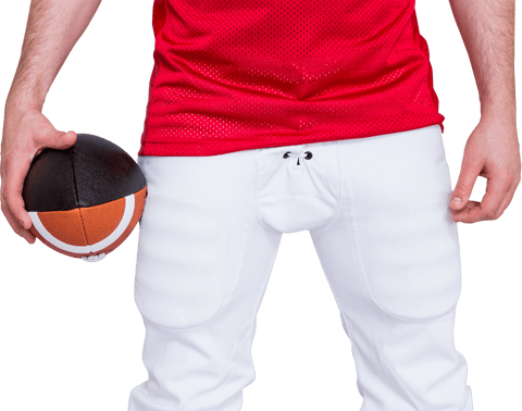 Close-Up of Transparent American Football Player with Ball