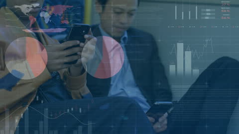 People Analyzing Financial Data on Smartphones Global Business