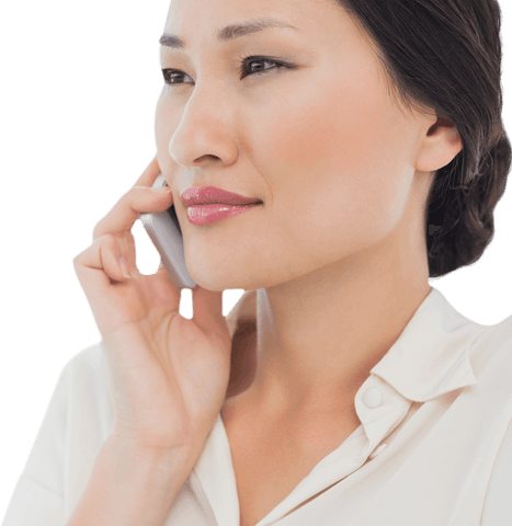 Transparent businesswoman talking on phone in professional setting