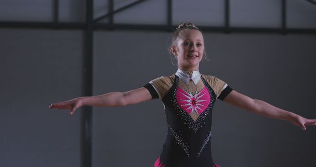 Young Gymnast in Training Outfit Performing Routine Indoors - Download Free Stock Images Pikwizard.com