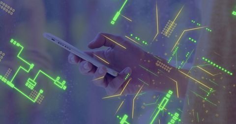 Digital Data Flow on Smartphone Usage Background - Download Free Stock Images Pikwizard.com